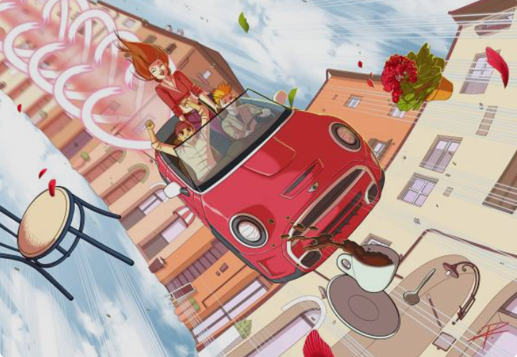 Per Mini BMW gli insegnanti di Lucca Manga School hanno disegnato una serie di cartoline raffiguranti la Mini nelle loro città: Lucca, Genova, Torino e Livorno
